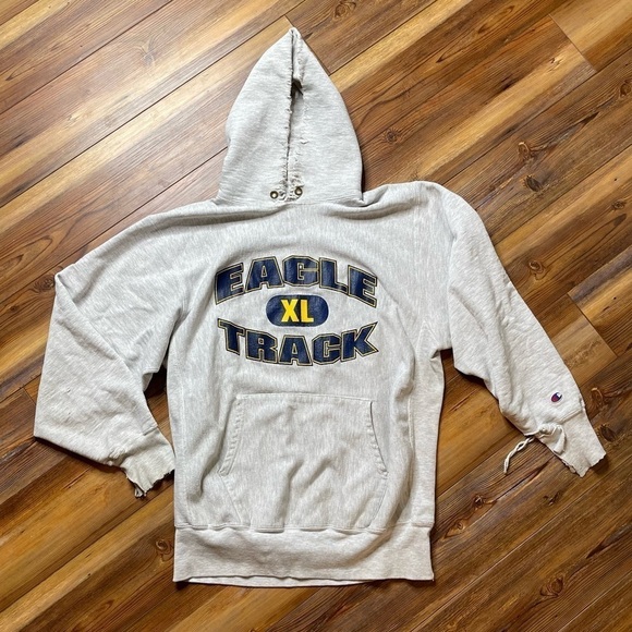 Champion Reverse Weave Vintage Hooded Sweatshirt Eagle Track - Picture 1 of 8